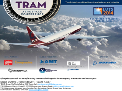 TRAM 2014 worldwide conference at IMTS Chicago